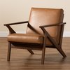 Baxton Studio Bianca Mid-Century Modern Walnut Brown Finished Wood and Tan Faux Leather Effect Lounge Chair 190-11392-ZORO